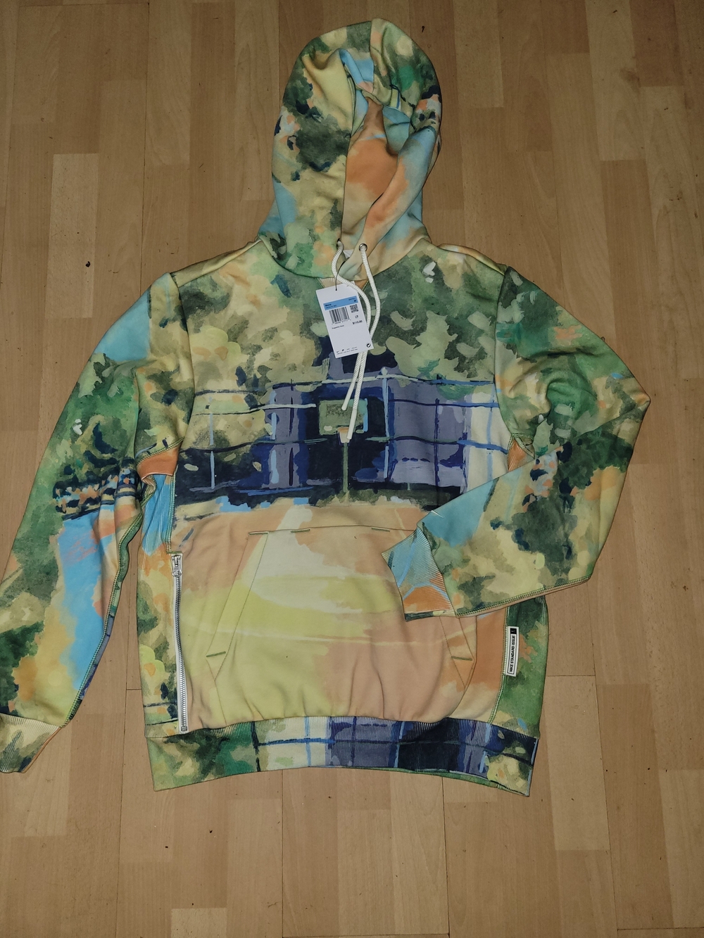 Men's Multicolor Watercolor-Print Hoodie Sweater